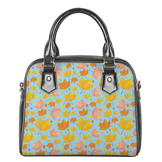 Pastel Maple Leaves Pattern Print Shoulder Handbag