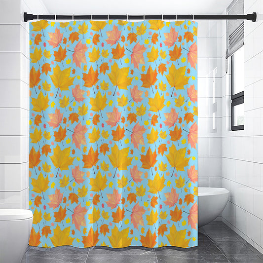 Pastel Maple Leaves Pattern Print Shower Curtain
