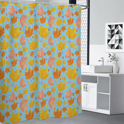 Pastel Maple Leaves Pattern Print Shower Curtain