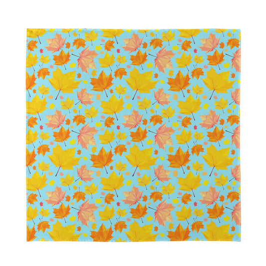 Pastel Maple Leaves Pattern Print Silk Bandana