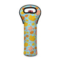 Pastel Maple Leaves Pattern Print Single Neoprene Wine Tote