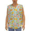 Pastel Maple Leaves Pattern Print Sleeveless Baseball Jersey