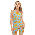 Pastel Maple Leaves Pattern Print Sleeveless One Piece Swimsuit
