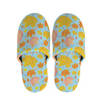 Pastel Maple Leaves Pattern Print Slippers