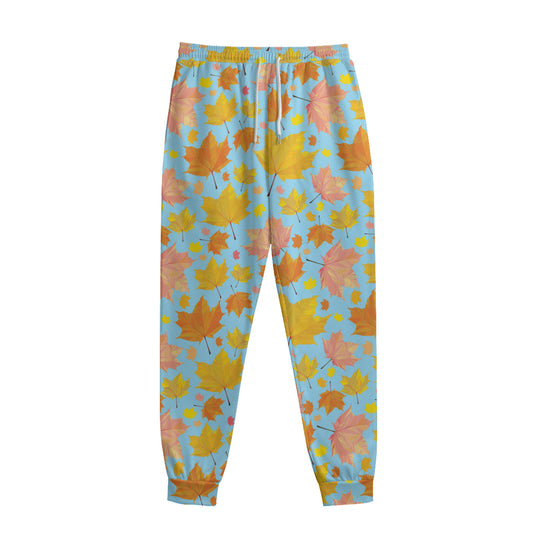Pastel Maple Leaves Pattern Print Sweatpants