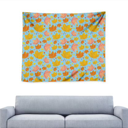 Pastel Maple Leaves Pattern Print Tapestry