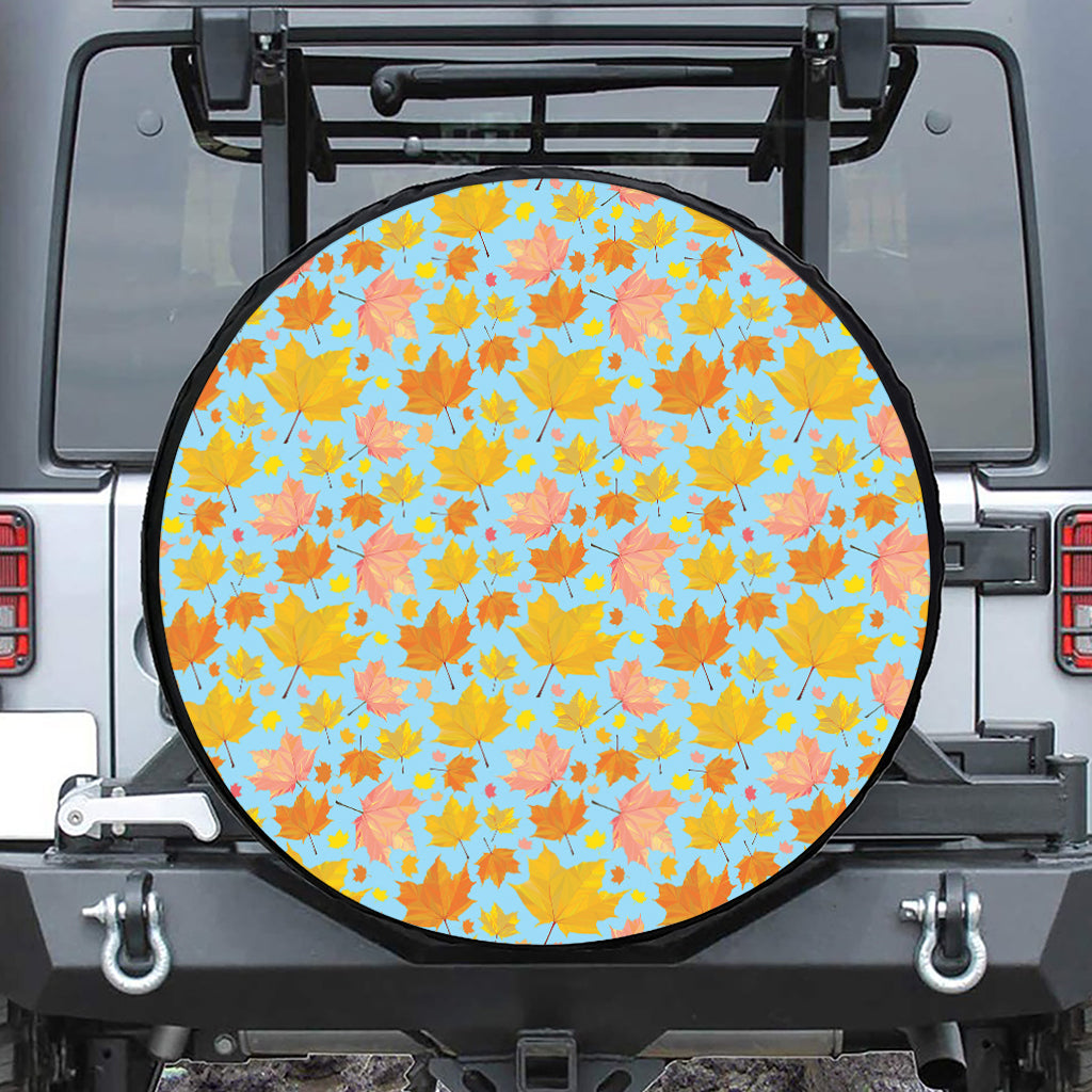 Pastel Maple Leaves Pattern Print Tire Cover