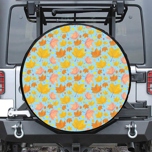 Pastel Maple Leaves Pattern Print Tire Cover
