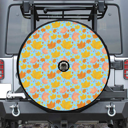 Pastel Maple Leaves Pattern Print Tire Cover With Camera Hole