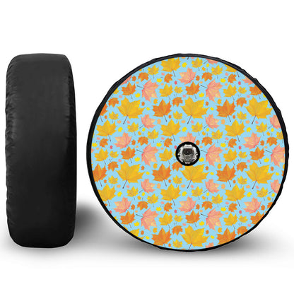 Pastel Maple Leaves Pattern Print Tire Cover With Camera Hole