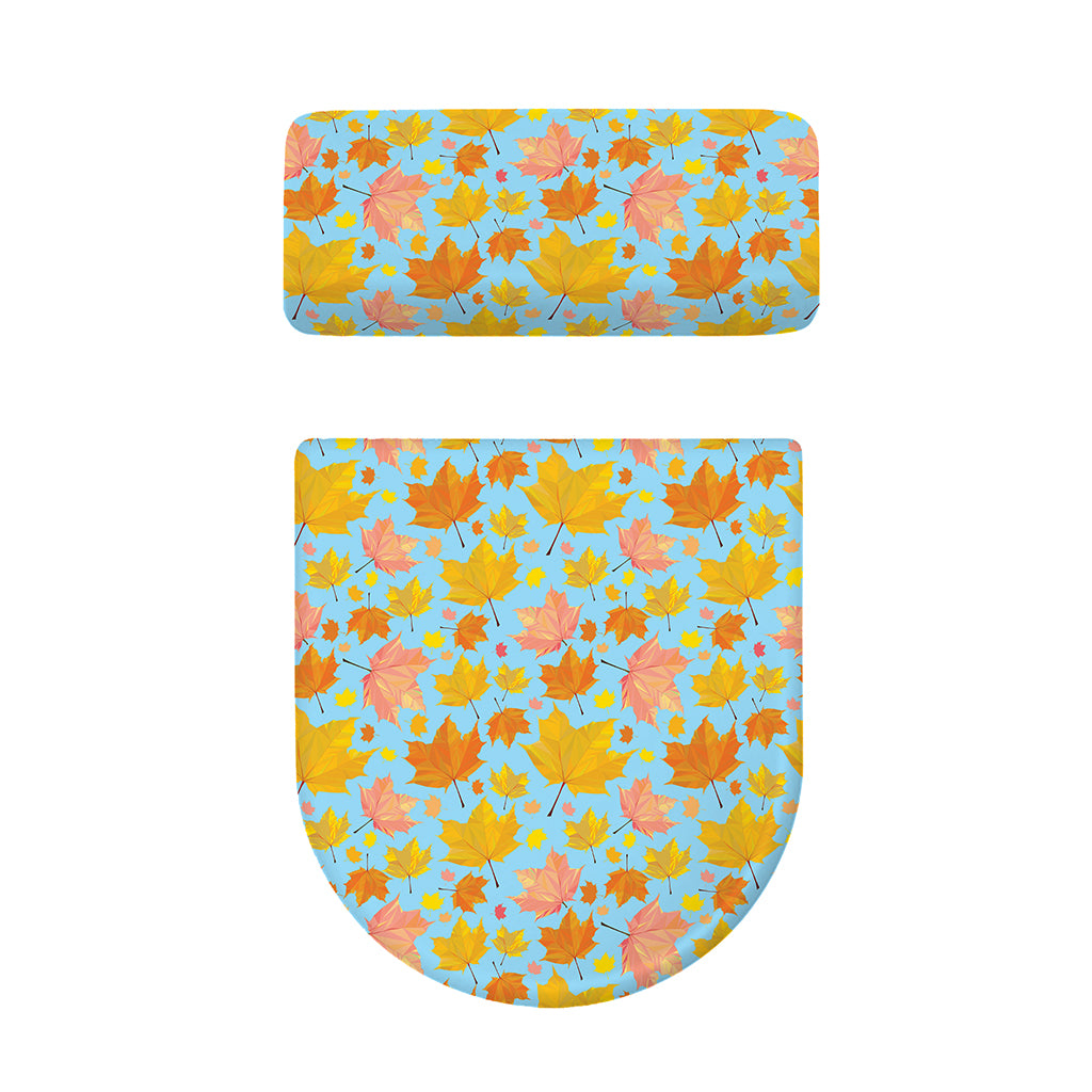 Pastel Maple Leaves Pattern Print Toilet Lid And Tank Cover Set