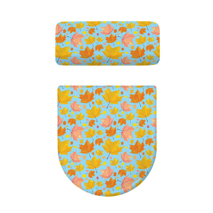 Pastel Maple Leaves Pattern Print Toilet Lid And Tank Cover Set