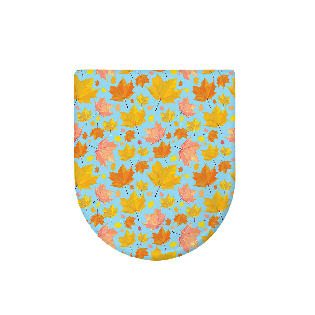 Pastel Maple Leaves Pattern Print Toilet Lid Cover