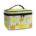 Pastel Maple Leaves Pattern Print Travel Makeup Bag