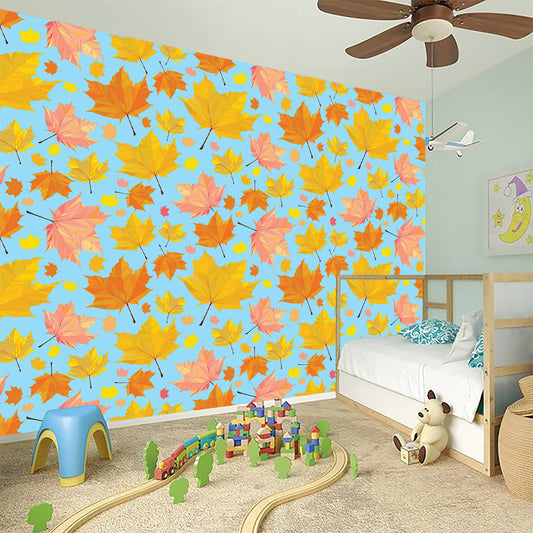 Pastel Maple Leaves Pattern Print Wall Sticker