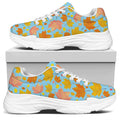 Pastel Maple Leaves Pattern Print White Chunky Shoes