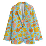 Pastel Maple Leaves Pattern Print Women's Cotton Blazer