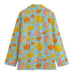 Pastel Maple Leaves Pattern Print Women's Cotton Blazer