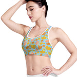Pastel Maple Leaves Pattern Print Women's Sports Bra