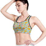 Pastel Maple Leaves Pattern Print Women's Sports Bra