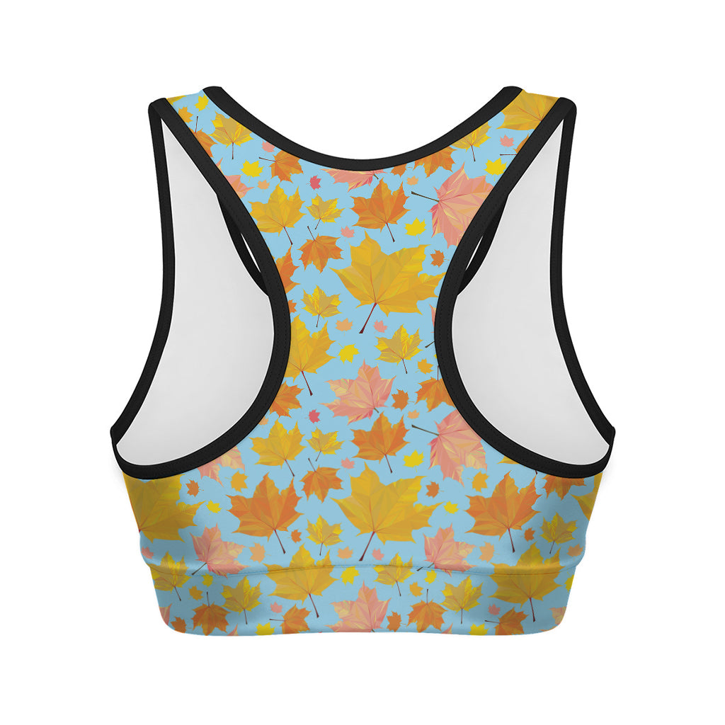 Pastel Maple Leaves Pattern Print Women's Sports Bra