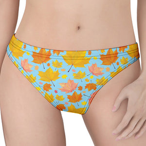 Pastel Maple Leaves Pattern Print Women's Thong