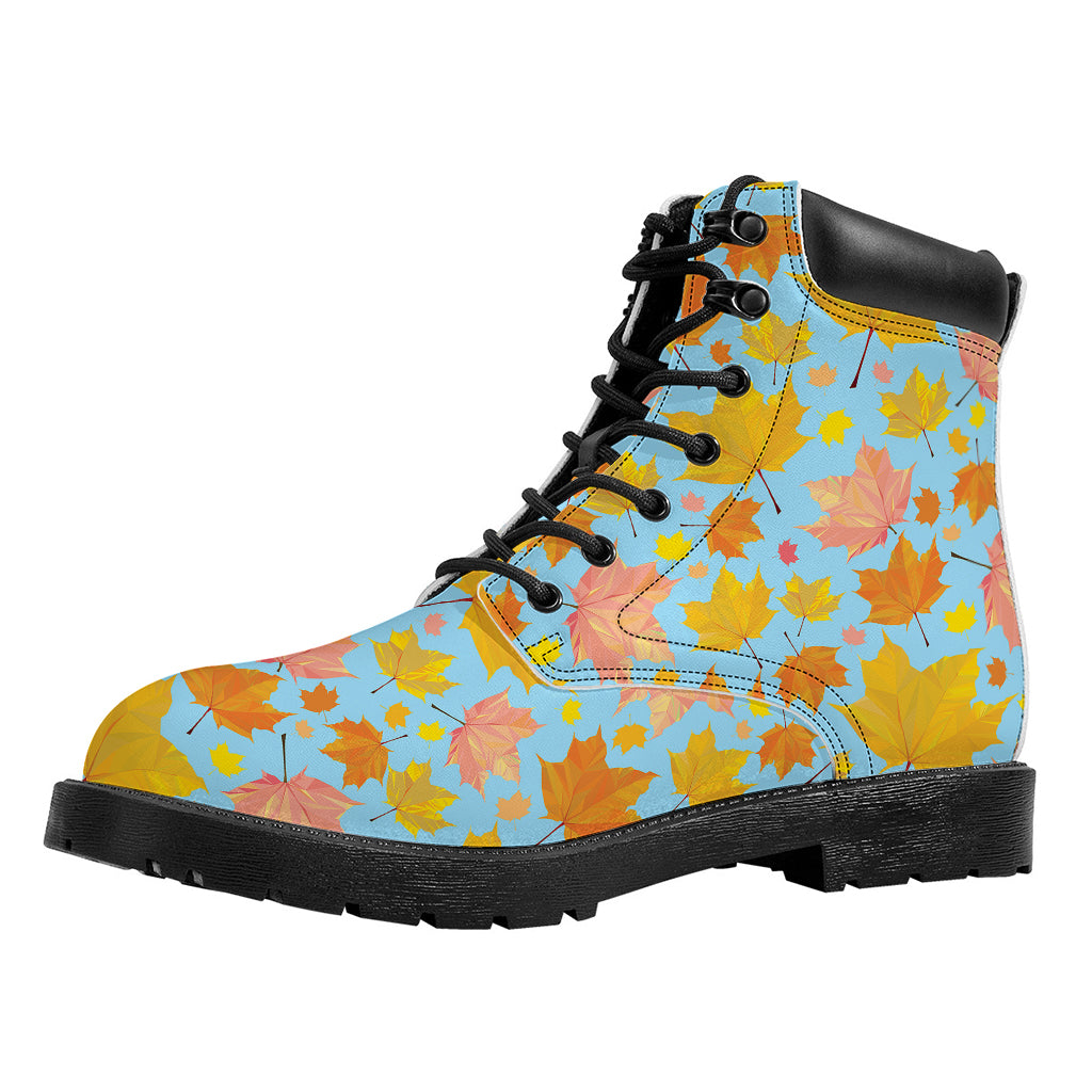 Pastel Maple Leaves Pattern Print Work Boots