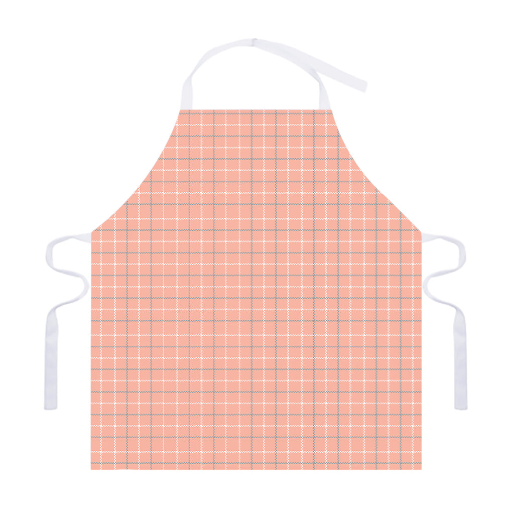 Pastel Orange Tattersall Pattern Print Adjustable Apron