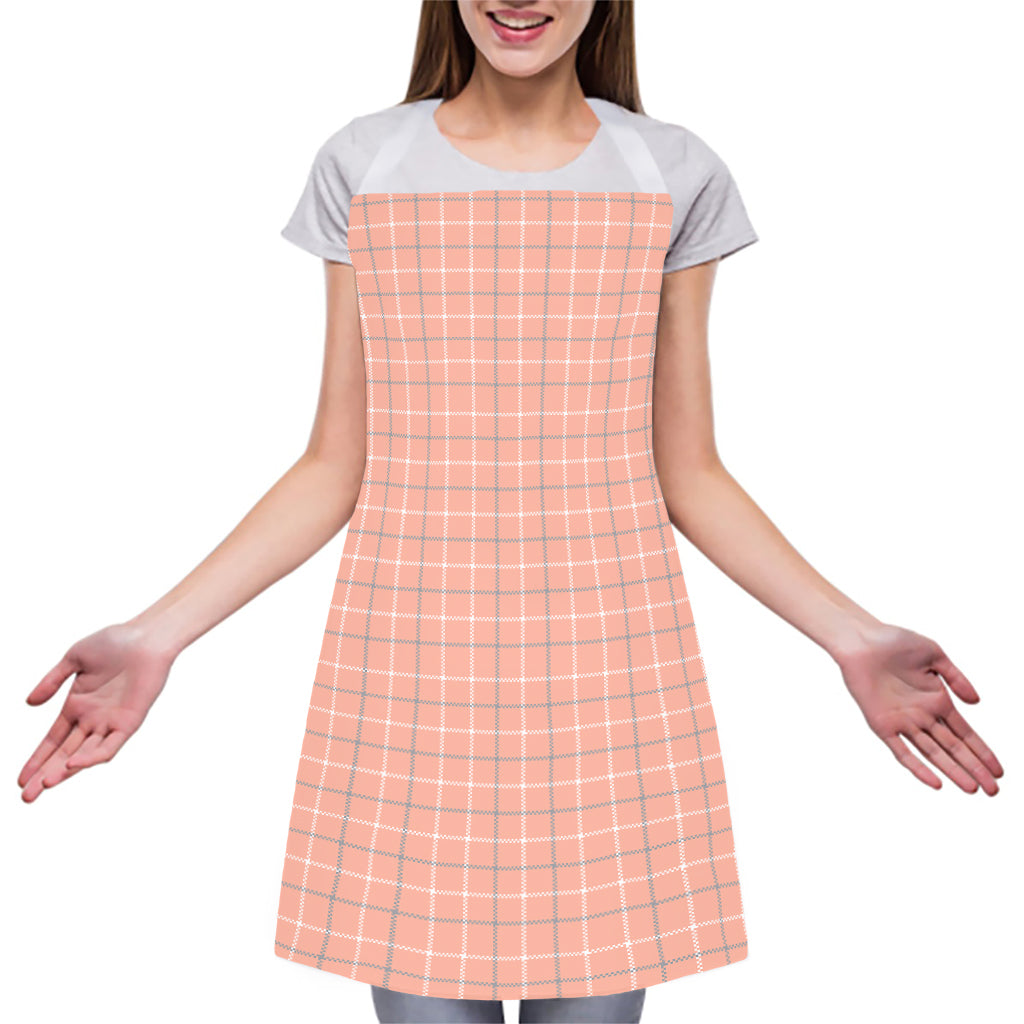 Pastel Orange Tattersall Pattern Print Adjustable Apron