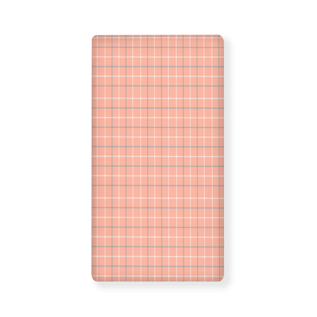 Pastel Orange Tattersall Pattern Print Baby Crib Sheet