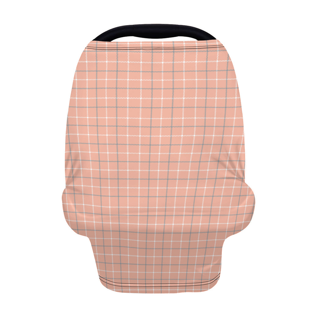 Pastel Orange Tattersall Pattern Print Baby Seat Cover