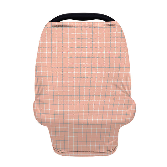 Pastel Orange Tattersall Pattern Print Baby Seat Cover