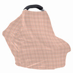 Pastel Orange Tattersall Pattern Print Baby Seat Cover