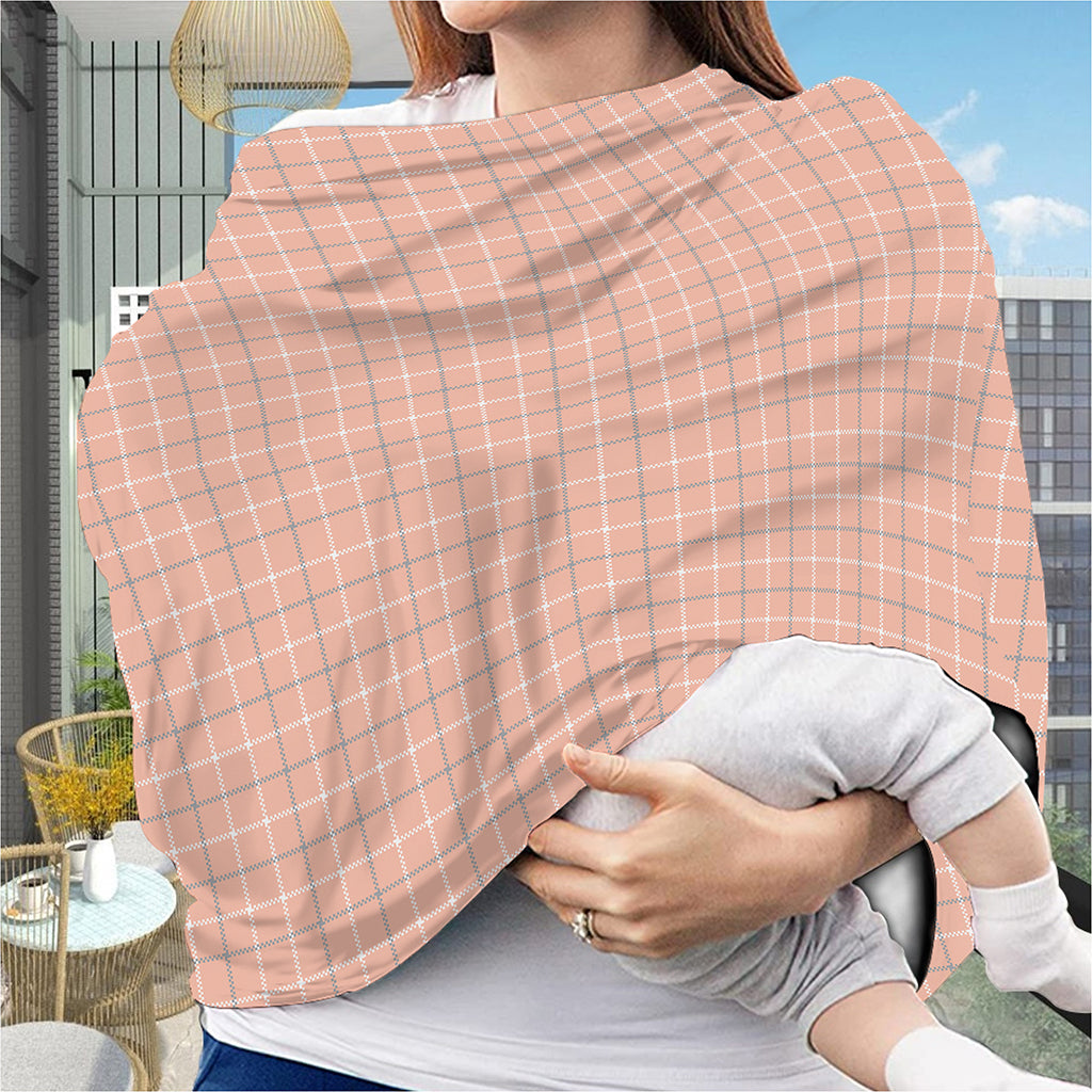 Pastel Orange Tattersall Pattern Print Baby Seat Cover