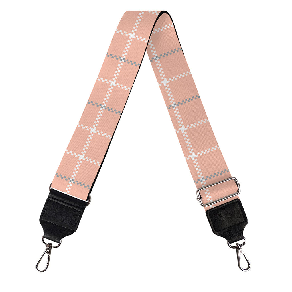 Pastel Orange Tattersall Pattern Print Bag Strap