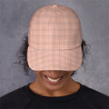 Pastel Orange Tattersall Pattern Print Baseball Cap