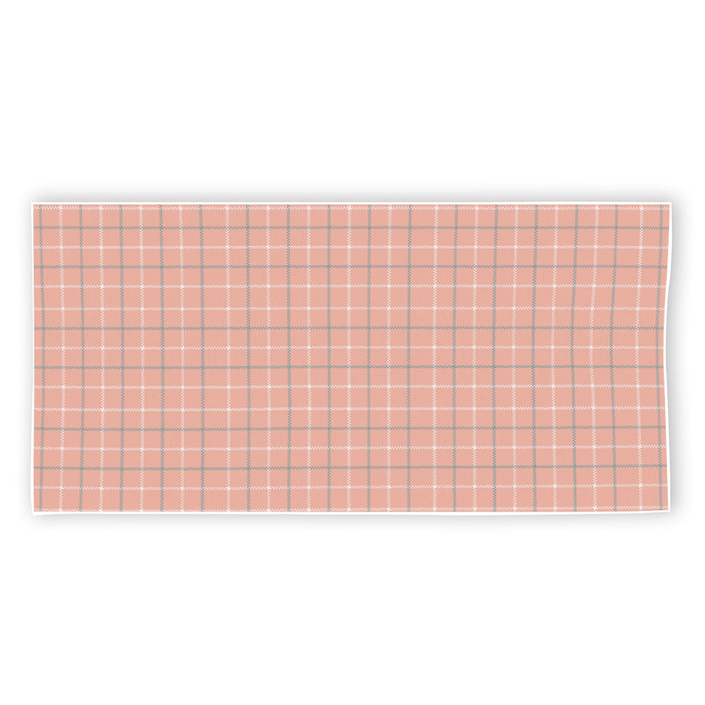 Pastel Orange Tattersall Pattern Print Beach Towel