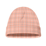 Pastel Orange Tattersall Pattern Print Beanie