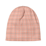 Pastel Orange Tattersall Pattern Print Beanie