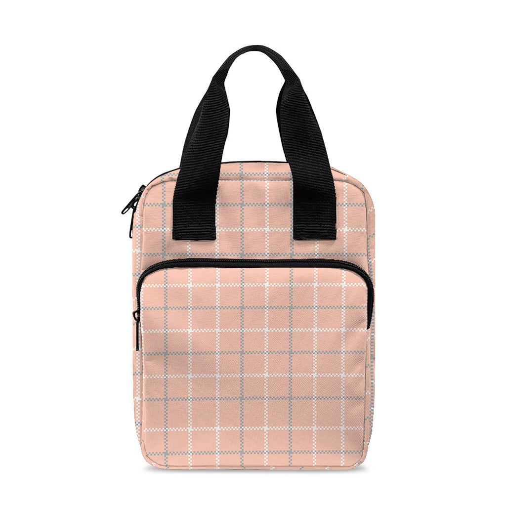 Pastel Orange Tattersall Pattern Print Bible Tote Bag