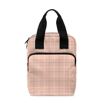 Pastel Orange Tattersall Pattern Print Bible Tote Bag