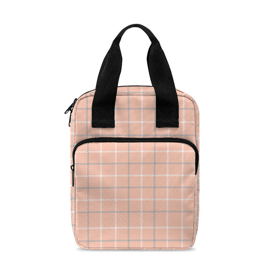 Pastel Orange Tattersall Pattern Print Bible Tote Bag