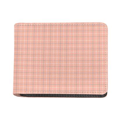 Pastel Orange Tattersall Pattern Print Bifold Wallet