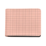 Pastel Orange Tattersall Pattern Print Bifold Wallet