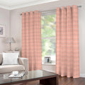 Pastel Orange Tattersall Pattern Print Dimout Grommet Curtains