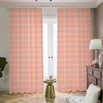 Pastel Orange Tattersall Pattern Print Blackout Pencil Pleat Curtains