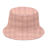 Pastel Orange Tattersall Pattern Print Bucket Hat