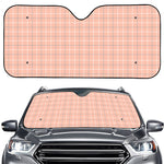 Pastel Orange Tattersall Pattern Print Car Windshield Sun Shade