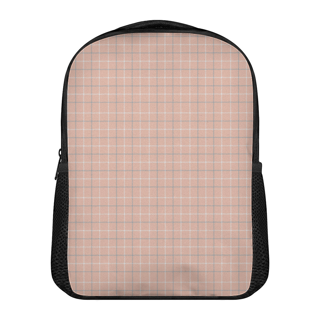 Pastel Orange Tattersall Pattern Print Casual Backpack