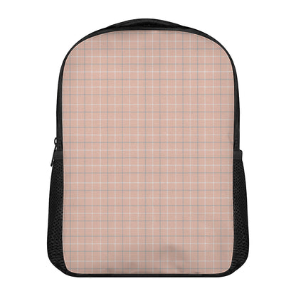 Pastel Orange Tattersall Pattern Print Casual Backpack